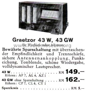 Graetzor 43GW; Graetz Radio, Berlin (ID = 2564280) Radio