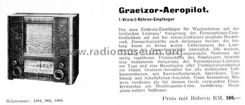 Graetzor - Aeropilot 35W; Graetz Radio, Berlin (ID = 2453137) Radio