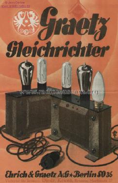 Ladegerät - Gleichrichter ; Graetz Radio, Berlin (ID = 917317) Strom-V