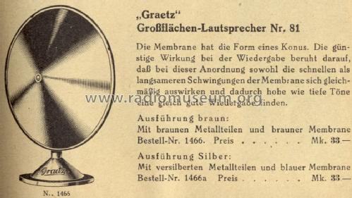 Lautsprecher 81; Graetz Radio, Berlin (ID = 1394235) Speaker-P