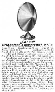 Lautsprecher 81; Graetz Radio, Berlin (ID = 290538) Speaker-P