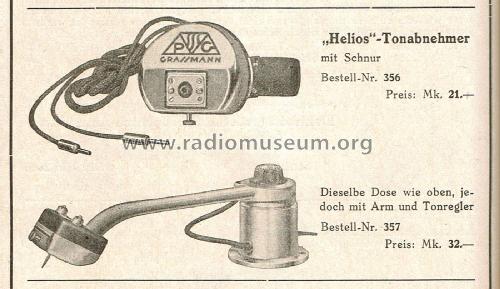 Helios Tonabnehmer mit Tonarm ; Grassmann, Peter, (ID = 2612691) Mikrofon/TA