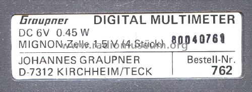 Digital Multimeter Best-Nr.762; Graupner, Johannes; (ID = 525193) Ausrüstung