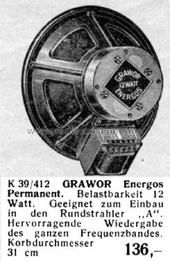 Energos Permanent Lautsprecher ; Grawor, Rundf.techn. (ID = 1577498) Speaker-P