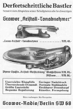 Tonabnehmer Luxus-Kristall ; Grawor, Rundf.techn. (ID = 395399) Mikrofon/TA