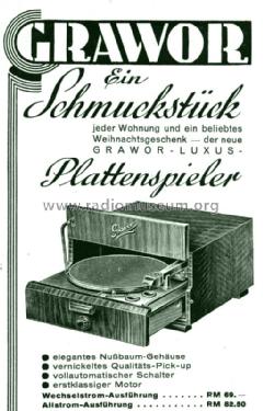 Plattenspieler Luxus; Grawor, Rundf.techn. (ID = 1618546) Ton-Bild