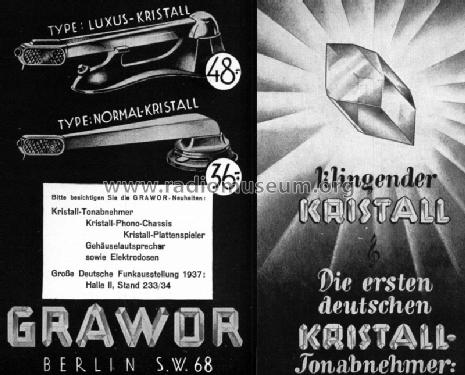 Tonabnehmer Luxus-Kristall ; Grawor, Rundf.techn. (ID = 1519827) Microfono/PU