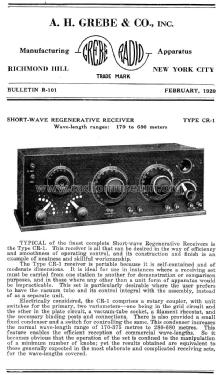 CR1 ; Grebe, A.H. & Co.; (ID = 1596234) Radio