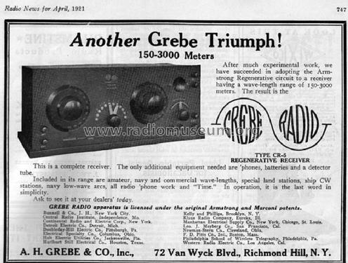 CR-5 ; Grebe, A.H. & Co.; (ID = 1708361) Radio