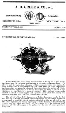 TGAD Synchronous Rotary Spark-Gap ; Grebe, A.H. & Co.; (ID = 1596041) Amateur-D