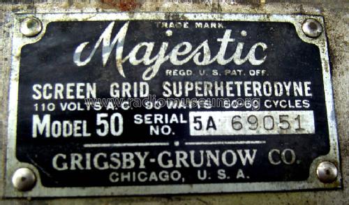 Majestic 50 Ch= 50; Grigsby-Grunow - (ID = 721328) Radio
