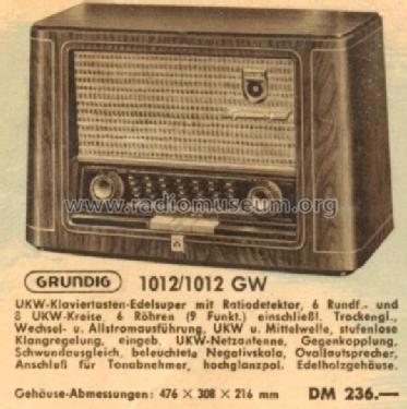 1012GW; Grundig Radio- (ID = 397536) Radio