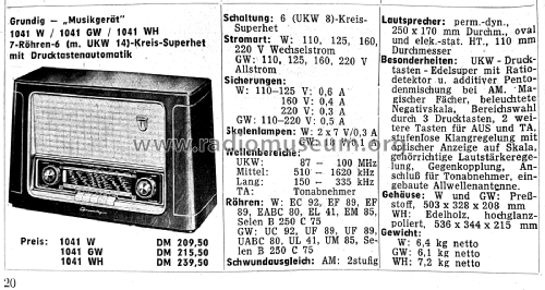 1041GW; Grundig Radio- (ID = 2859200) Radio