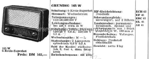 165 W; Grundig Radio- (ID = 2349255) Radio