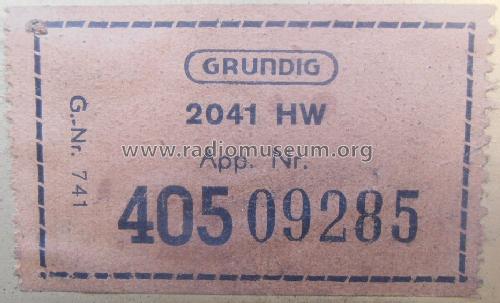 2041HW; Grundig Radio- (ID = 1704362) Radio