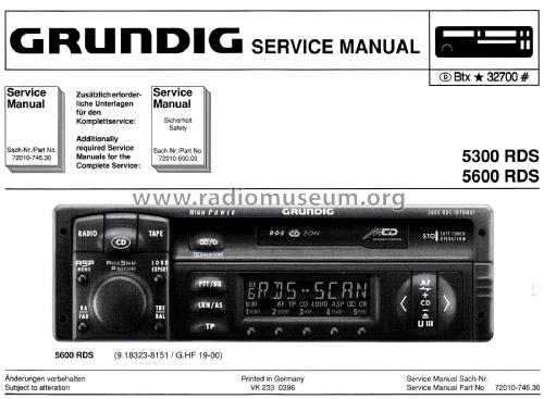 5600 RDS Infomat; Grundig Radio- (ID = 2476767) Car Radio