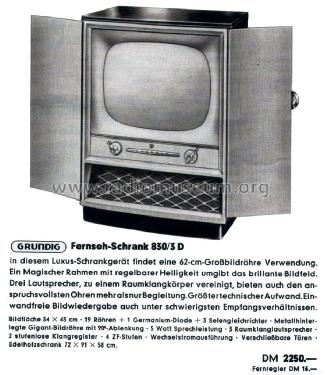 830/3D; Grundig Radio- (ID = 2007373) Television