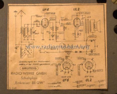 Type 88GW / Einkreiser 88 GW; Grundig Radio- (ID = 1154583) Radio