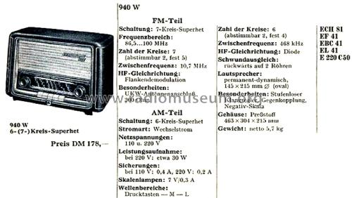 940W; Grundig Radio- (ID = 2735944) Radio