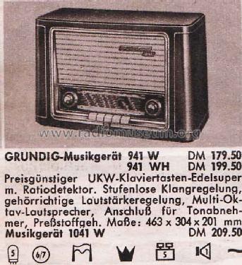 941W; Grundig Radio- (ID = 433796) Radio