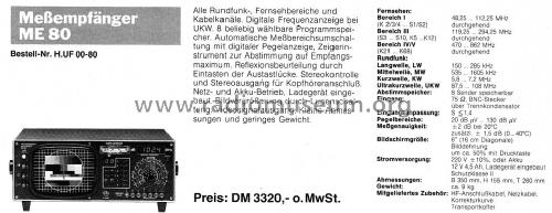 Antennenmeßempfänger ME80; Grundig Radio- (ID = 2063065) Equipment