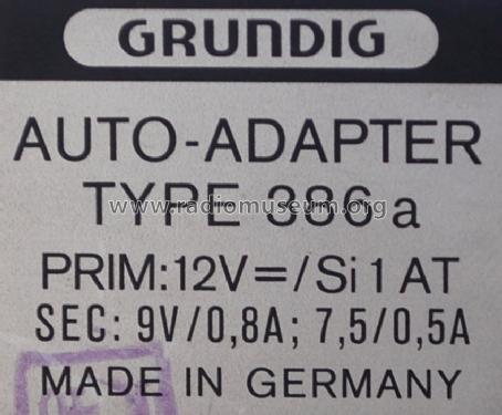 Auto-Adapter 386a; Grundig Radio- (ID = 1253639) Fuente-Al