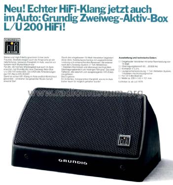 Auto-Aktiv-Box L/U 200 Hi Fi; Grundig Radio- (ID = 1935666) Speaker-P