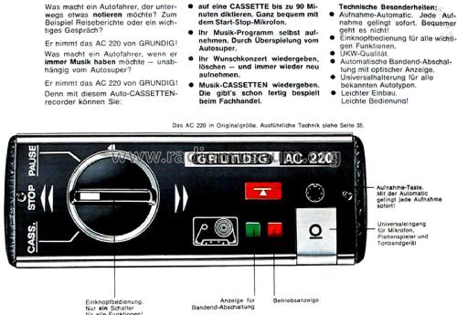 Auto-Cassetten-Tonbandgerät AC220; Grundig Radio- (ID = 2557669) R-Player
