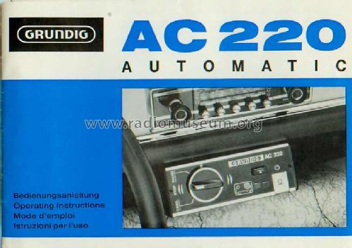 Auto-Cassetten-Tonbandgerät AC220; Grundig Radio- (ID = 283839) R-Player