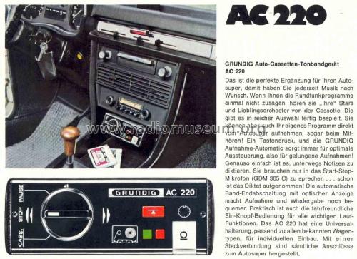 Auto-Cassetten-Tonbandgerät AC220; Grundig Radio- (ID = 36931) R-Player