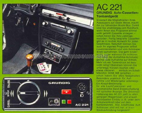 Auto-Cassetten-Tonbandgerät AC221; Grundig Radio- (ID = 36930) Enrég.-R