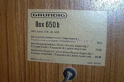 Box 650b; Grundig Radio- (ID = 1297755) Speaker-P