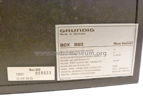 Box 860; Grundig Radio- (ID = 1233216) Speaker-P