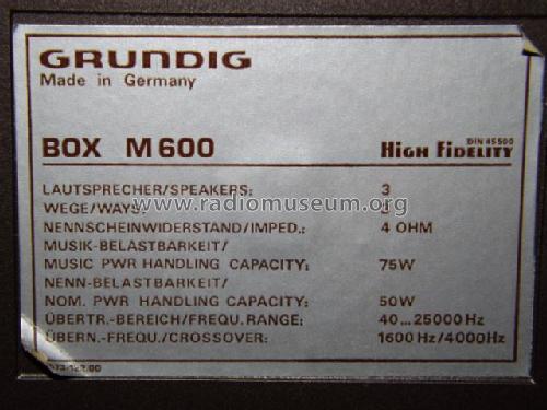 Box M600; Grundig Radio- (ID = 1502839) Altavoz-Au