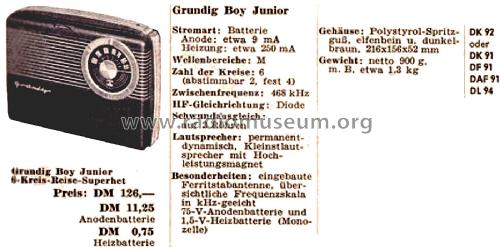 Boy Junior ; Grundig Radio- (ID = 2631020) Radio