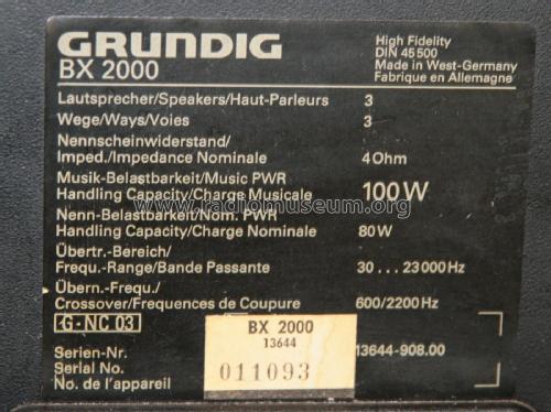 BX 2000; Grundig Radio- (ID = 2880426) Speaker-P