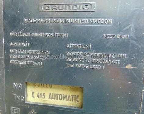 C415 Automatic; Grundig Radio- (ID = 2434489) R-Player