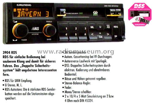 Car Radio 3904 RDS Reverse; Grundig Radio- (ID = 2558921) Radio