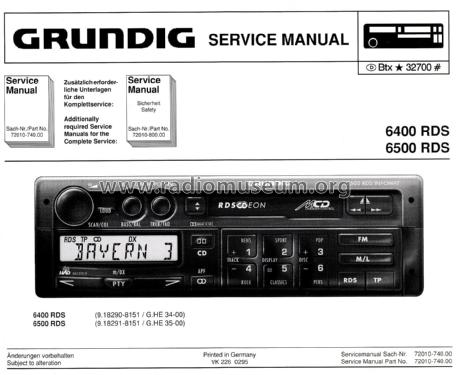 Car Radio 6500RDS Infomat; Grundig Radio- (ID = 2477612) Car Radio