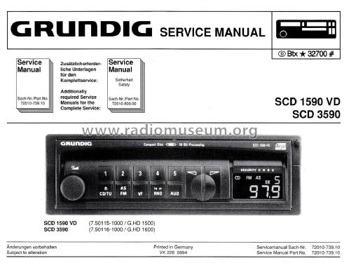 Car Radio SCD 1590VD; Grundig Radio- (ID = 2477716) Radio