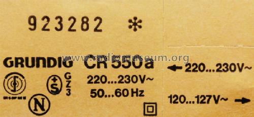 Cassette Recorder CR550a; Grundig Radio- (ID = 851080) R-Player