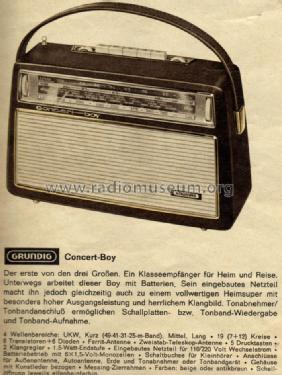 Concert-Boy 202; Grundig Radio- (ID = 1098275) Radio