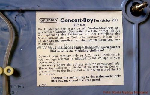 Concert-Boy Transistor 200; Grundig Radio- (ID = 723748) Radio
