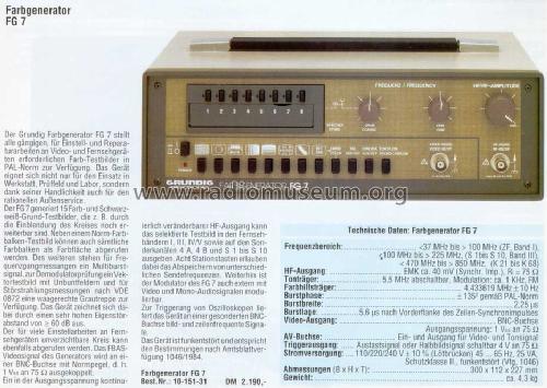 Farbgenerator FG7; Grundig Radio- (ID = 1702920) Equipment