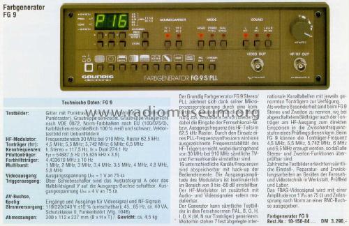 Farbgenerator FG9 S/PLL; Grundig Radio- (ID = 1712504) Equipment