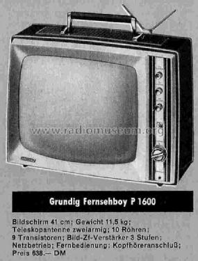 Fernseh-Boy P1600; Grundig Radio- (ID = 743797) Television