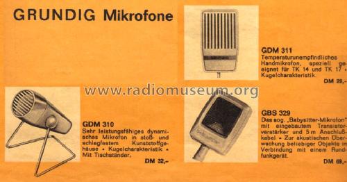 GDM310; Grundig Radio- (ID = 1102487) Micrófono/PU