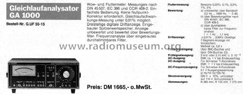 Gleichlaufanalysator GA1000; Grundig Radio- (ID = 2063064) Equipment