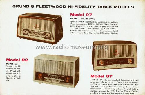 Grundig-Fleetwood 87 ; Grundig Radio- (ID = 2284487) Radio