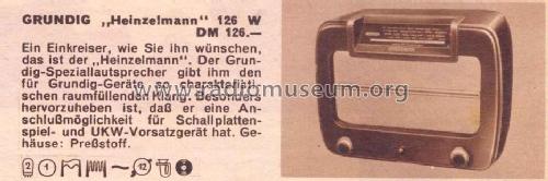 Heinzelmann 126W; Grundig Radio- (ID = 29388) Radio